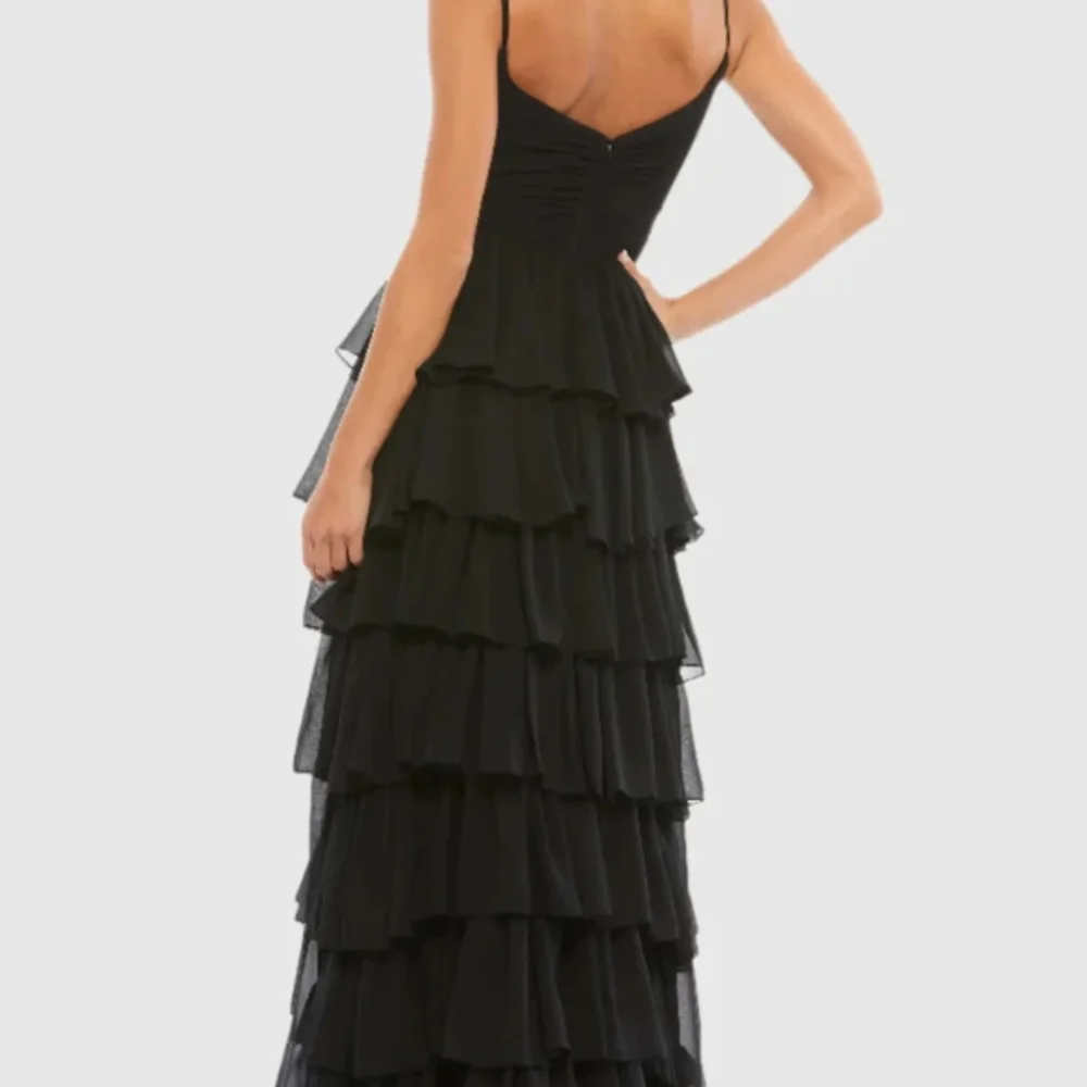 Mac Duggal Black High Low Tiered Dress - Picture 3 of 3
